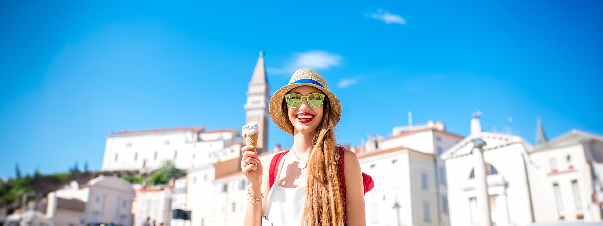 woman holding ice cream